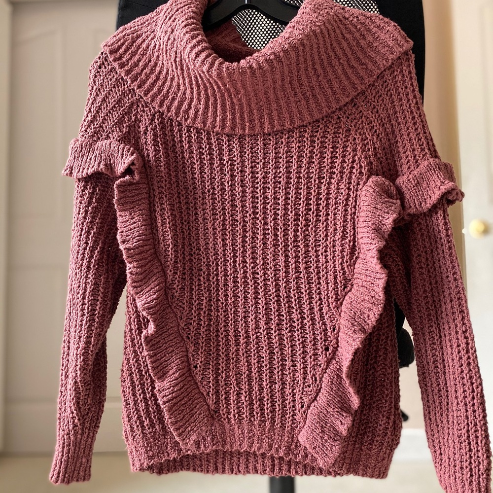 Express cowl neck knitted sweater
